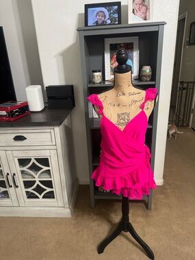 Express Hot Pink Wrap Top Size M